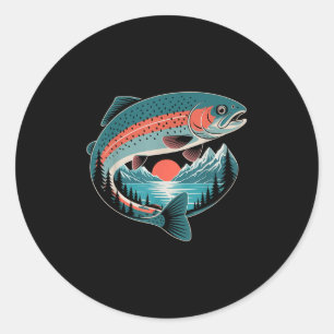 Retro Forelvissen Natuur Liefhebber Bergmeer Gif Ronde Sticker