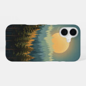 Retro Forest Moonrise iPhone 16 Hoesje (Achterkant horizontaal)