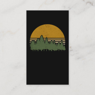 Retro Forest Silhouette Sunset Outdoor Environment Visitekaartje