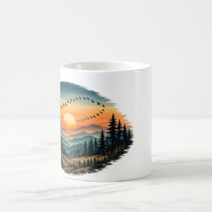 Retro Forest Sunset Mok Vintage Natuur Zonsonder