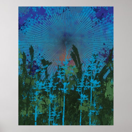Retro Forest Sunset Poster (Voorkant)