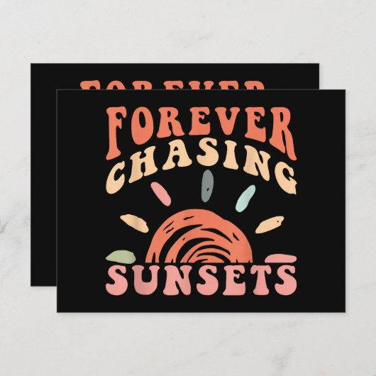 Retro Forever Chasing Zonsondergangen Zomervakant Bedankkaart (Voorkant / Achterkant)