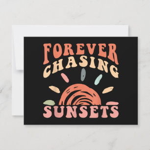 Retro Forever Chasing Zonsondergangen Zomervakant Bedankkaart