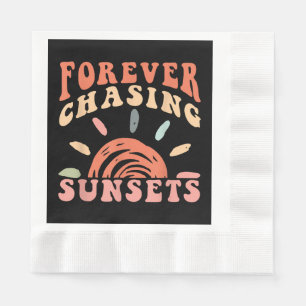 Retro Forever Chasing Zonsondergangen Zomervakant Servet