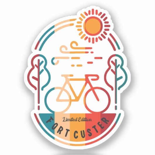 Retro Fort Custer Fietsroute Sticker (Voorkant)