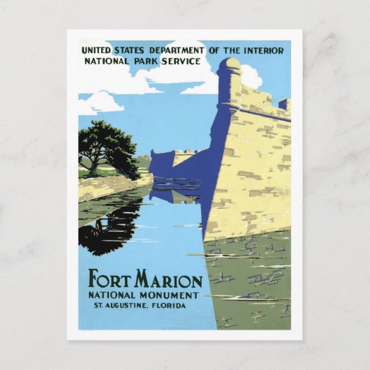  retro Fort Marion St. Augustinus Briefkaart (Voorkant)