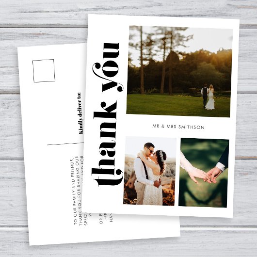 Retro foto bruiloft Dank u Briefkaart