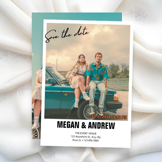  retro foto bruiloft save the date