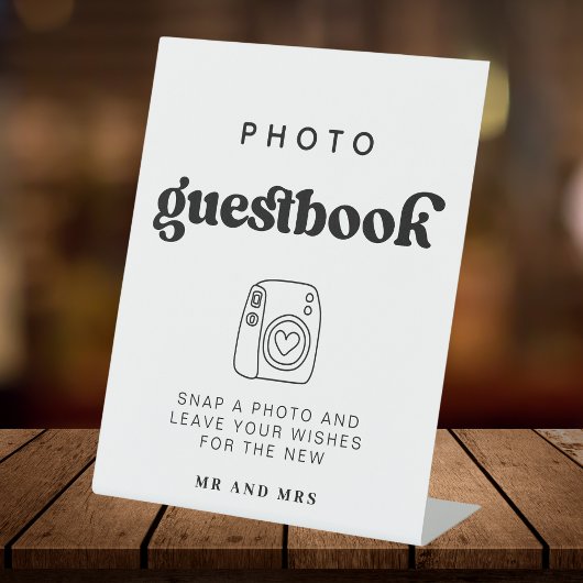 Retro Foto Gastenboek | Trouwfotocabine teken Reclamebord Met Voetstuk