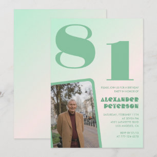 Retro foto groene verloop 81ste verjaardag kaart