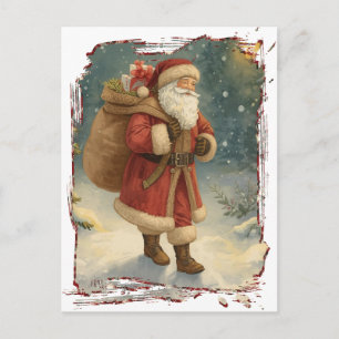 Retro Foto Kerstman Aangepast Adres Klassieke Kers Feestdagenkaart