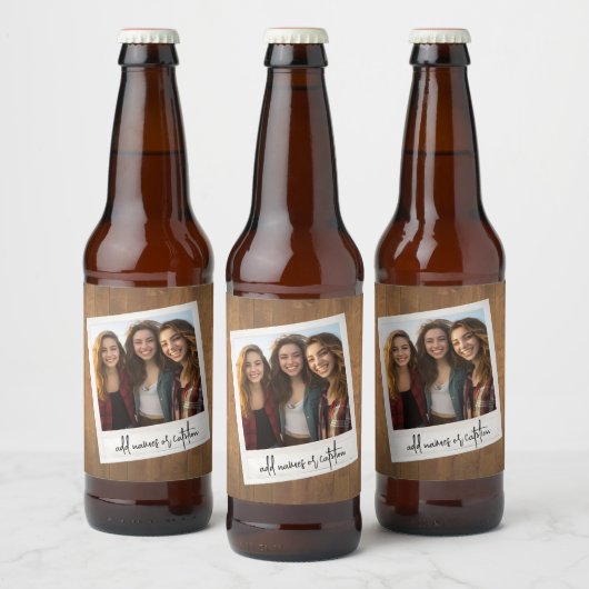 Retro Foto Lijst - Vierkant met Rustieke Hout Teru Bier Etiket (Flessen)