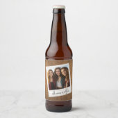 Retro Foto Lijst - Vierkant met Rustieke Hout Teru Bier Etiket (Voorkant)