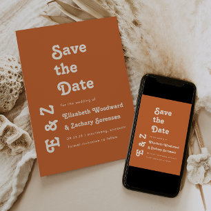 Retro Foto Typografie Verbrand Oranje Bewaar de Da Save The Date