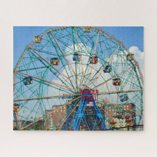Retro Foto van het Ferris Wheel van het Coney Isla Legpuzzel
