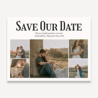 Retro foto witte trouwdag save the date aankondigingskaart