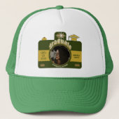 Retro Fotocamera Kunstwerk Afstuderen Groen Trucker Pet (Voorkant)