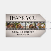 Retro fotocollage filmstrip dank u bruiloft cadeaulabel (Voorkant (Horizontaal))