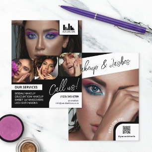 Retro Fotocollage Logo QR Make-up Promotie Flyer