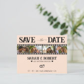 Retro fotofilmstrook trouwkaart Save the Date Briefkaart (Staand voorkant)