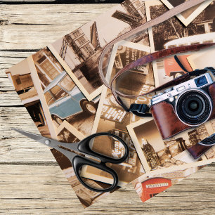 retro foto's en camera tissuepapier