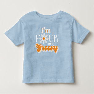 Retro Four Ever Groovy Boys 4e Verjaardag Kinder Shirts