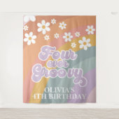 Retro Four Ever Groovy Rainbow Wandkleed (Voorkant)