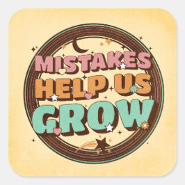 Retro fouten helpen ons groeien vierkante sticker