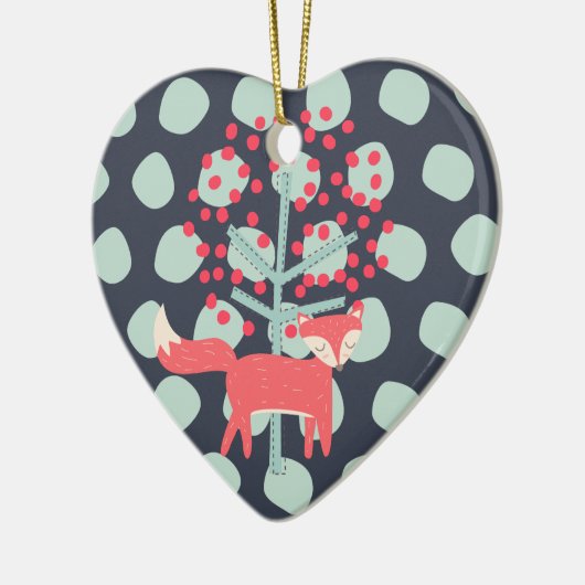 Retro Fox Keramisch Ornament (Links)