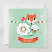 Retro fox kinderen verjaardagsuitnodiging kaart (Voorkant)