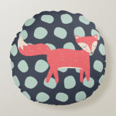 Retro Fox Rond Kussen (Voorkant)