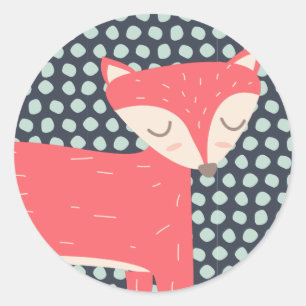 Retro Fox Ronde Sticker