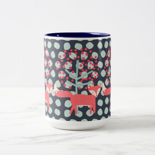 Retro Fox Tweekleurige Koffiemok (Center)