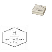 Retro Frame Modern Monogram Ex Libris Book Rubberstempel (Gestempeld)