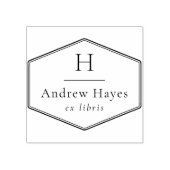 Retro Frame Modern Monogram Ex Libris Book Rubberstempel (Afrduk)