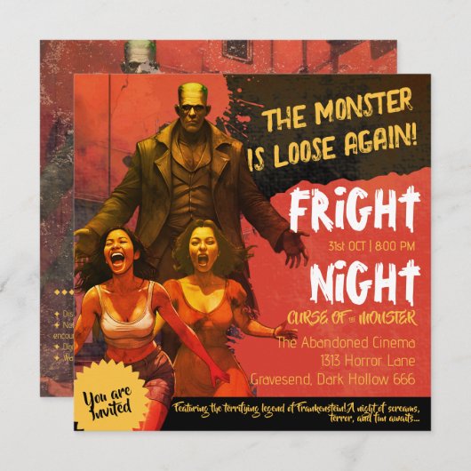 Retro Frankenstein Adult Horror Fright Night Kaart (Voorkant / Achterkant)