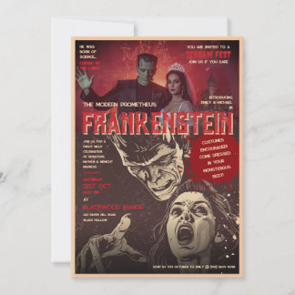 Retro Frankenstein Vintage Horror Halloween Feest Kaart