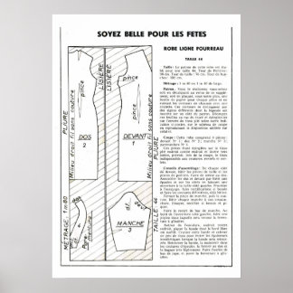 Retro  Frans kledingpatroon Poster