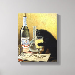 Retro frans poster "absinthe bourgeois" canvas afdruk