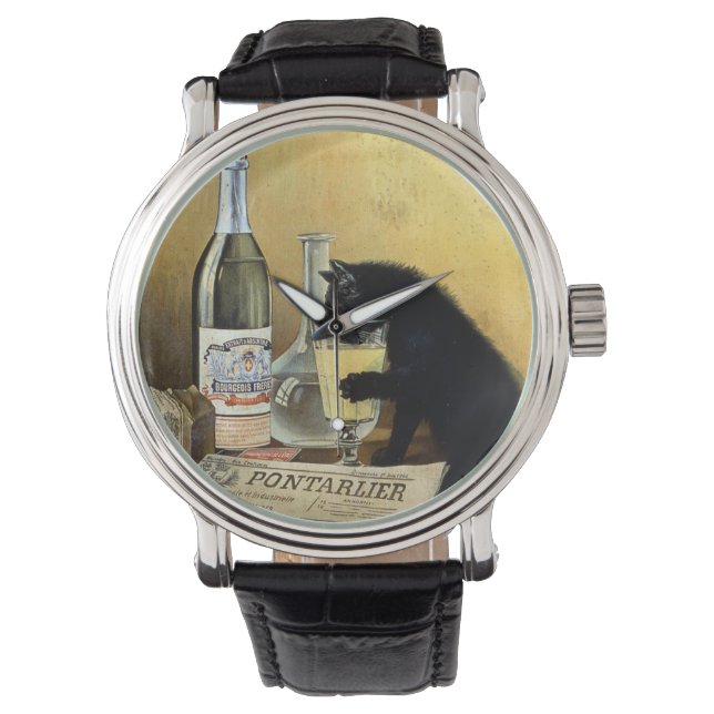 Retro frans poster "absinthe bourgeois" horloge (Voorkant)