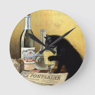 Retro frans poster "absinthe bourgeois" ronde klok