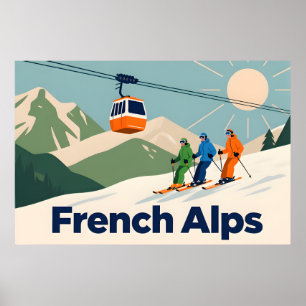 Retro Franse Alpen Ski - Vintage 70s Poster