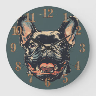 Retro Franse Bulldog Klok