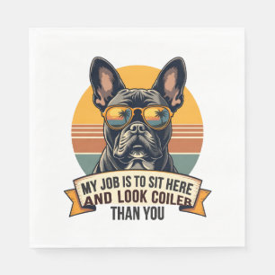 Retro Franse Bulldog Zonnebril Mijn Werk Is Om Te Servet