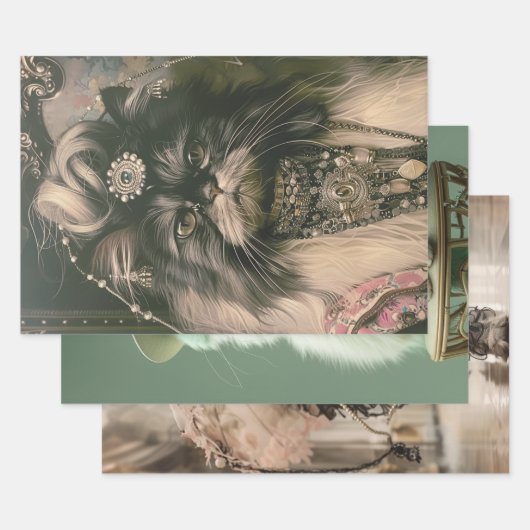 Retro Franse Katten Decoupage Inpakpapier Vel (Set)