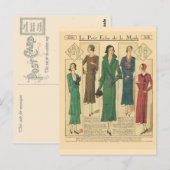 , retro-Franse mode, Dag draag 1931 Briefkaart (Voorkant / Achterkant)