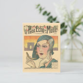 , retro Franse mode, Echo de Monde cover Briefkaart (Staand voorkant)