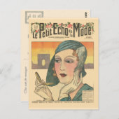 , retro Franse mode, Echo de Monde cover Briefkaart (Voorkant / Achterkant)