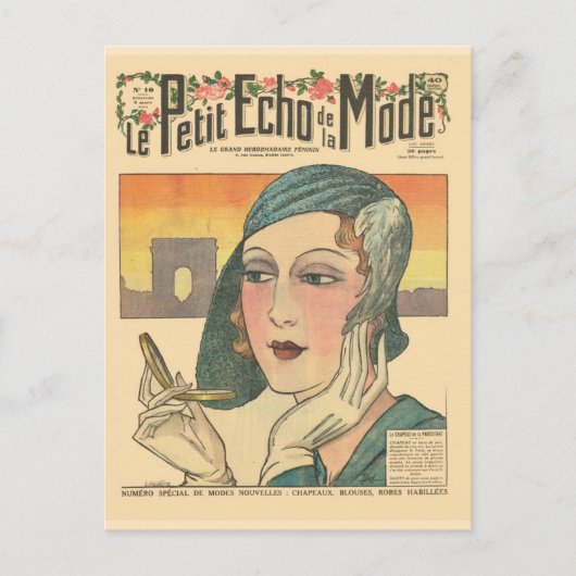 , retro Franse mode, Echo de Monde cover Briefkaart (Voorkant)