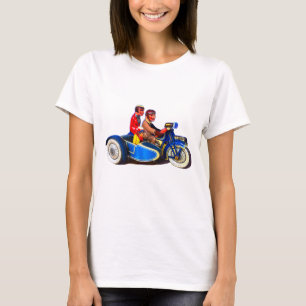 RETRO FRANSE MOTORFIETS + SIDECAR T-SHIRT